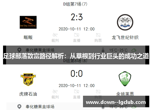 足球部落致富路径解析：从草根到行业巨头的成功之道