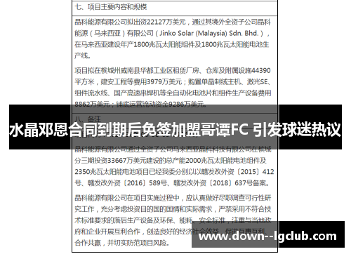 水晶邓恩合同到期后免签加盟哥谭FC 引发球迷热议